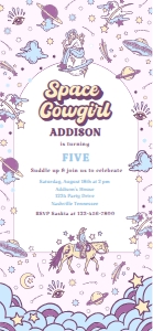 Space cowgirl birthday invitation electronic design preview