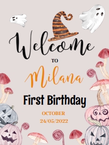Halloween Birthday Welcome Sign(18х24): Halloween Birthday Welcome Sign
