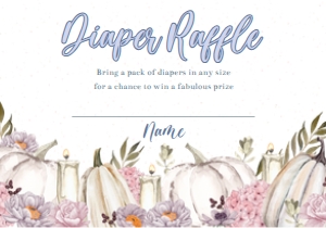 Pumpkin Baby Shower Diaper Raffle Card: Pumpkin Baby Shower Invitation Set Boy