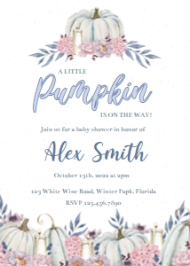 Pumpkin Baby Shower Invitation Boy: Pumpkin Baby Shower Invitation Set Boy