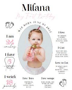 First Birthday Milestone Sign 5 design preview