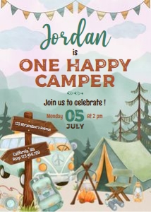 One Happy Camper Birthday Invitation design preview