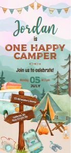One Happy Camper Birthday Invitation Electronic: One Happy Camper Birthday Invitation Electronic