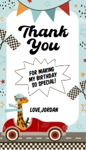 Race Car Thank You Tag2 x 3.5 in design preview