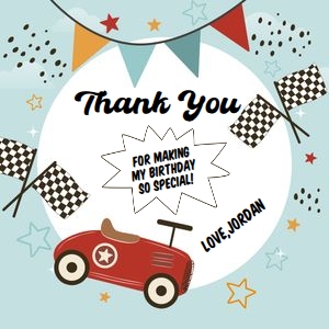 Race Car Circle Thank You Tag: Race Car Circle Thank You Tag