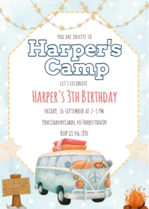 Boy Camping Invitation 3 design preview