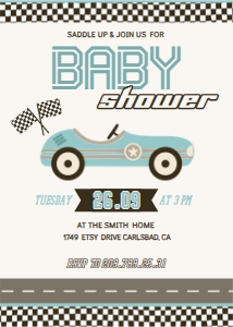 Race Car Baby Shower Invitation: Race Car Baby Shower Invitation