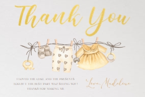 Boho Baby Shower Thank You Card: Boho Baby Shower Thank You Card