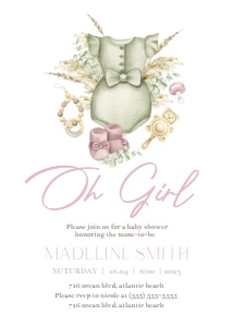 Boho Girl Baby Shower Invitation: Boho Girl Baby Shower Invitation