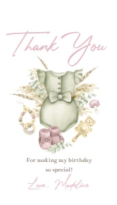 Boho Girl Baby Shower Thank You Tag design preview