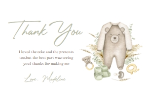 Boho Boy Baby Shower Thank You Card design preview