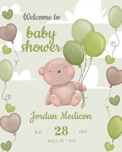 Teddy Bear Boy Baby Shower Welcome Sign 16x20 design preview