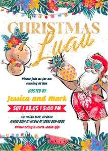Christmas Luau Invitation 5 design preview