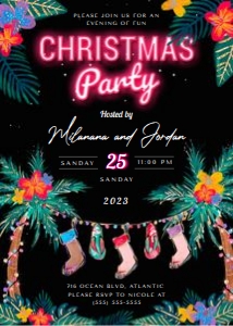 Tropical Christmas Party Invitation 3: Tropical Christmas Party Invitation 3