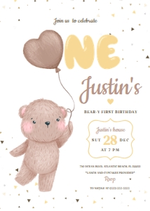 Teddy Bear Birthday invitation: Teddy Bear First Birthday Bundle