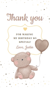 Teddy Bear Birthday Thank You Tag: Teddy Bear First Birthday Bundle