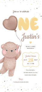 Teddy Bear Birthday Invitation Electronic: Teddy Bear First Birthday Bundle