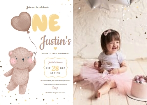 Teddy Bear Birthday Invitation With Photo: Teddy Bear First Birthday Bundle