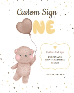 Teddy Bear Birthday Custom Sign: Teddy Bear First Birthday Bundle