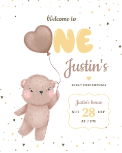 Teddy Bear Birthday Welcome Sign 16x20: Teddy Bear First Birthday Bundle