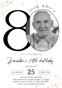 80th Birthday Invitation with Photo: 80th Birthday Invitation with Photo