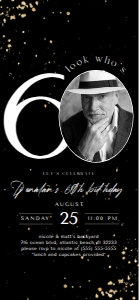 Black Gold 60th Birthday Electronic Invitation with Photo: Black Gold 60th Birthday Electronic Invitation with Photo