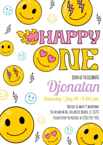 Smiley Face Birthday invitation design preview