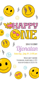 Smiley Face Birthday Electronic Invitation design preview