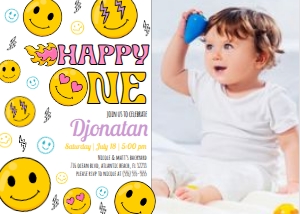 Smiley Face Birthday Invitation With Photo: Smiley Face Birthday Invitation With Photo