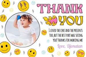 Smiley Face Thank You Card with Photo: Smiley Face Thank You Card with Photo