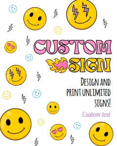 Smiley Face Birthday Custom Sign design preview