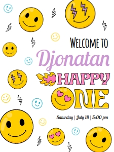 Smiley Face Welcome Sign 18x24: Smiley Face First Birthday Bundle