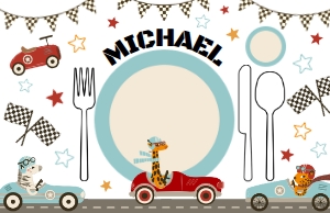 Race Car Montessori Placemat Printable17x11: Race Car Montessori Placemat Printable11x8
