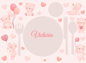 Teddy Bear Montessori Placemat Printable for Girl11x8: Teddy Bear Montessori Placemat Printable for Girl11x8