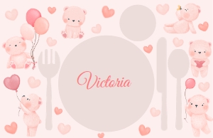 Teddy Bear Montessori Placemat Printable for Girl17x11: Teddy Bear Montessori Placemat Printable for Girl11x8
