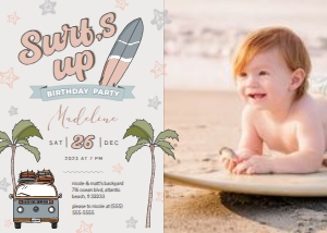 Surf Birthday invitation with Photo design preview