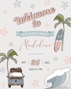 Surf Birthday Welcome Sign16x20 design preview