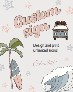 Surf Birthday Custom Sign design preview