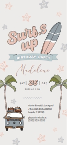 Surf Birthday Invitation Electronic design preview