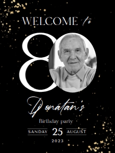 80th Birthday Welcome Sign Black Gold18x24: 80th Birthday Welcome Sign Black Gold16x20