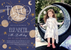 Two The Moon Invitation with Photo design preview