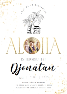 Tropical Aloha Birthday Invitation with Photo: Tropical Aloha Birthday Invitation with Photo