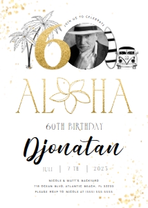 Tropical 60th Birthday Invitation with Photo: Tropical 60th Birthday Invitation with Photo
