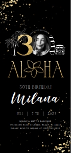 Tropical 30th Birthday Electronic Invitation with Photo Black Gold: Tropical 30th Birthday Electronic Invitation with Photo Black Gold