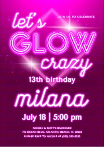 Pink Neon Party Invitation design preview