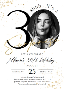 Surprise 30th Birthday Invitation with Photo: Surprise 30th Birthday Invitation with Photo