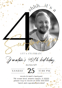 Surprise 40th Birthday Invitation with Photo: Surprise 40th Birthday Invitation with Photo