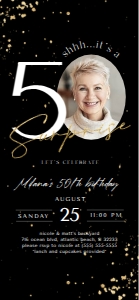 Black Gold Surprise 50th Birthday Electronic Invitation with Photo design preview