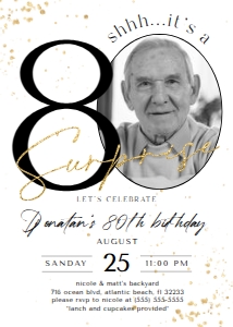 Surprise 80th Birthday Invitation with Photo design preview