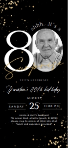 Black Gold Surprise 80th Birthday Electronic Invitation with Photo design preview